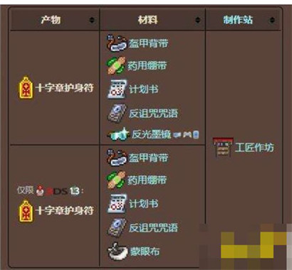 泰拉瑞亚十字章护身符怎么制作